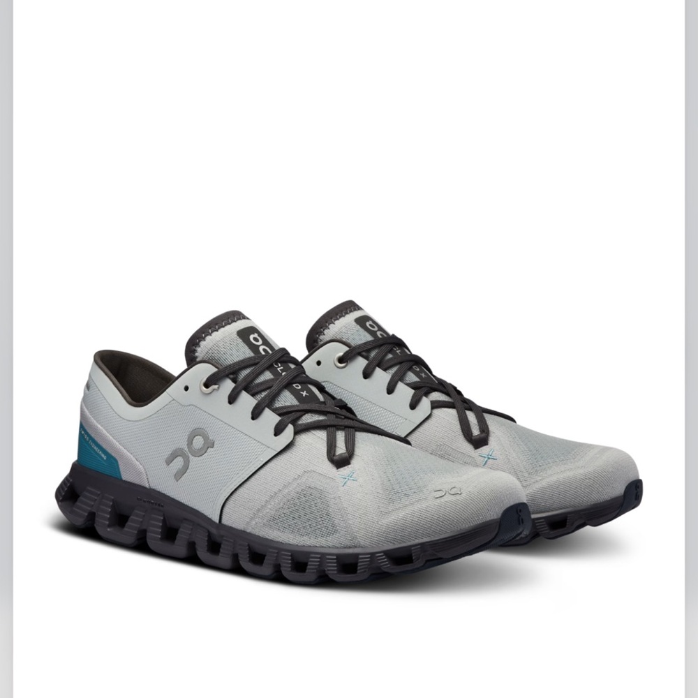 Men’s On Cloud X 3 Gym Shoes  Light Gray and Teal